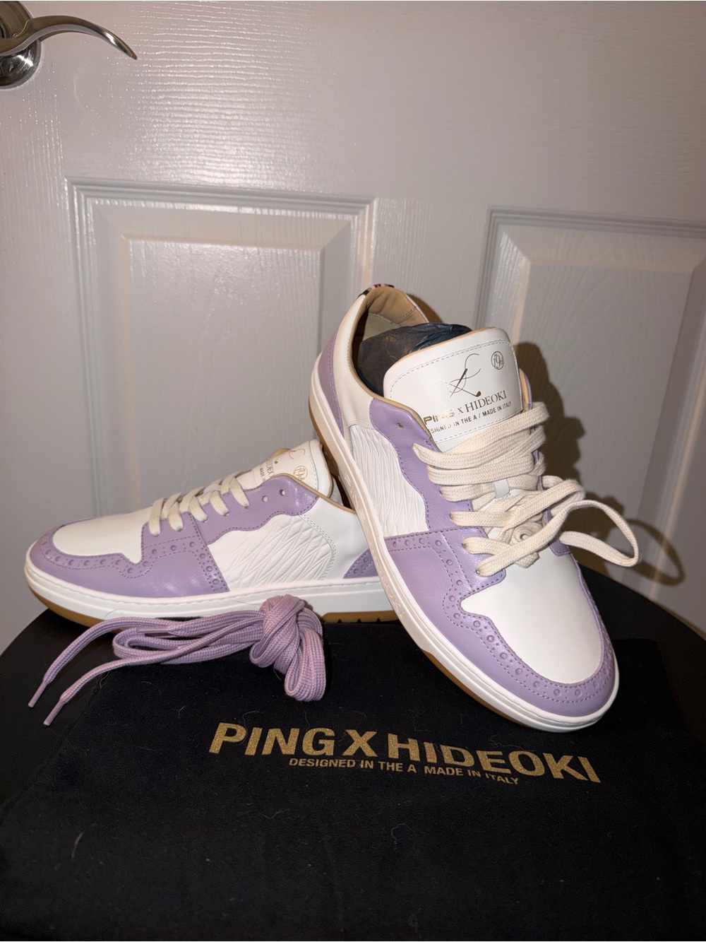 Lavender and White Low-Top Sneakers